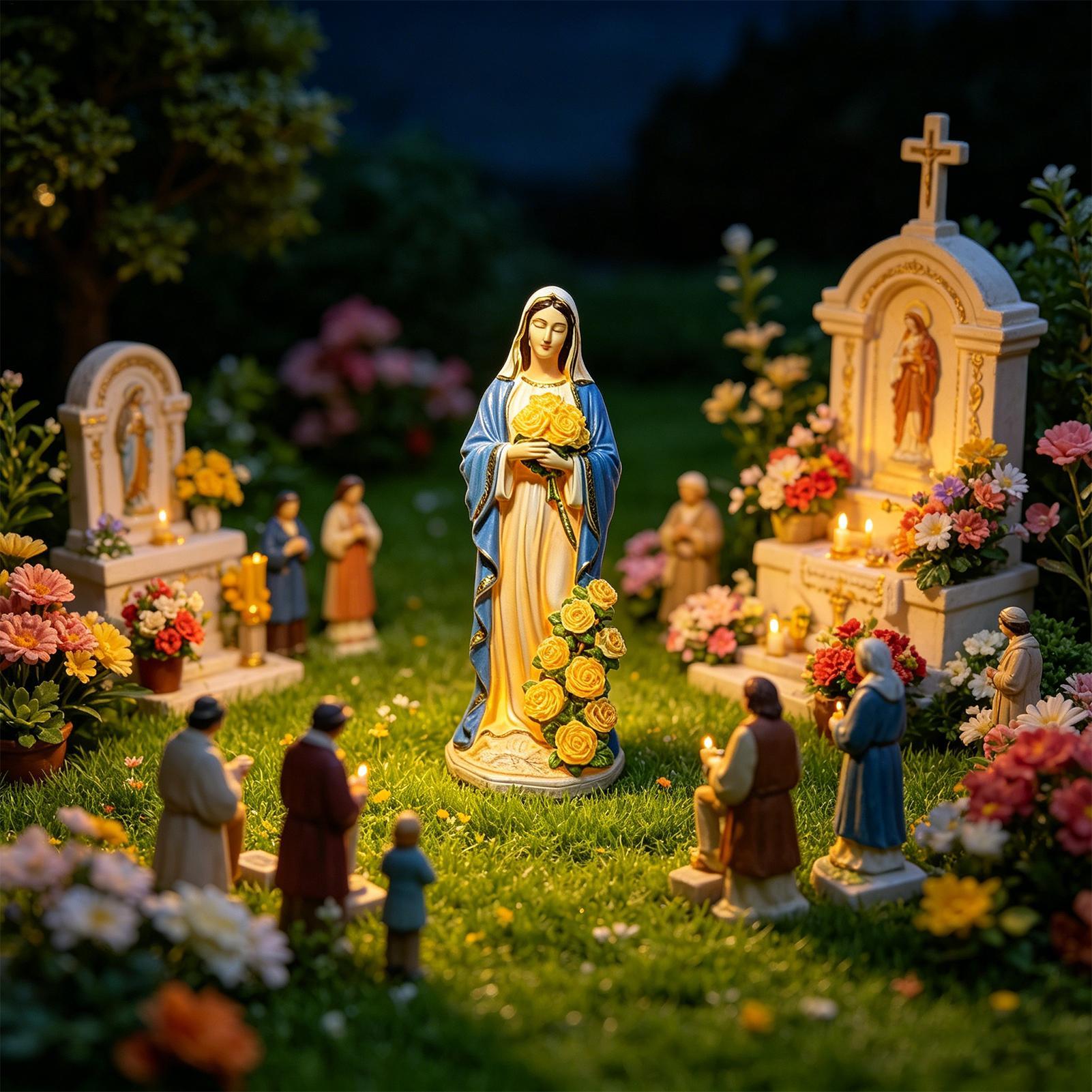 Virgin Mary Solar Statue Garde - огляд і ціна Resin Crafts
