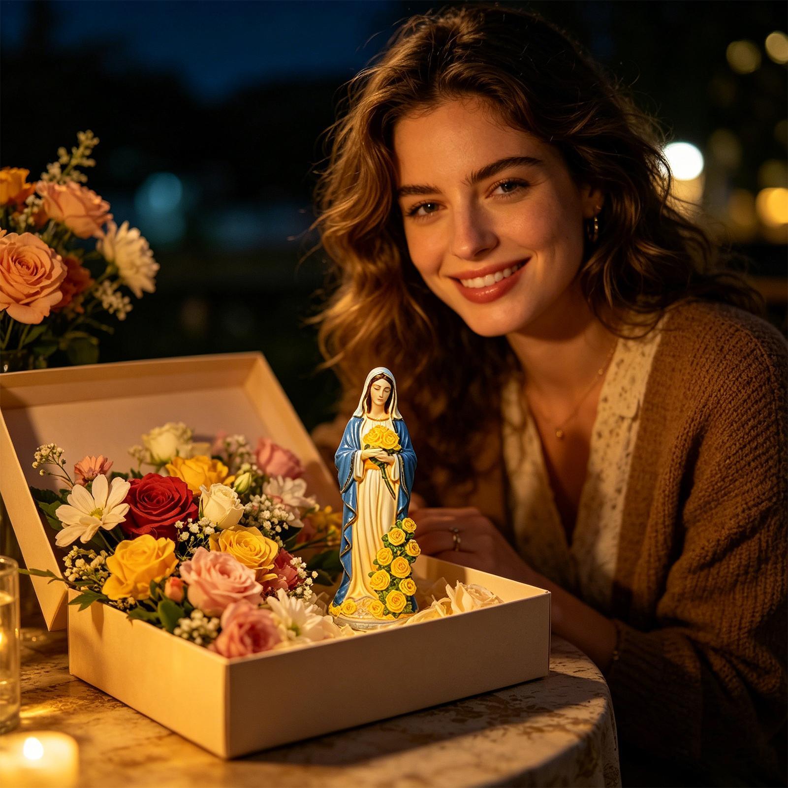 Virgin Mary Solar Statue Garde - огляд і ціна Resin Crafts